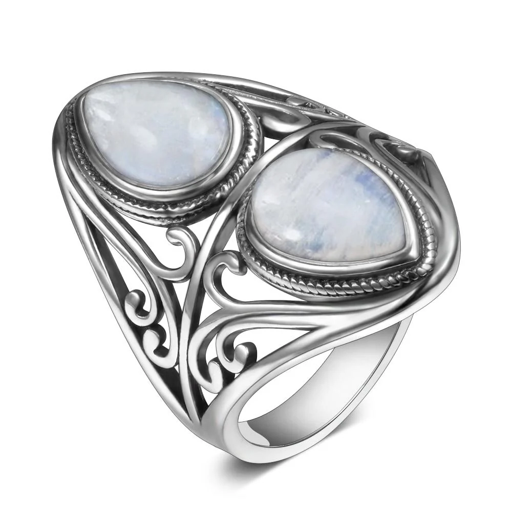 Natural Rainbow Moonstone Ring - Image 5