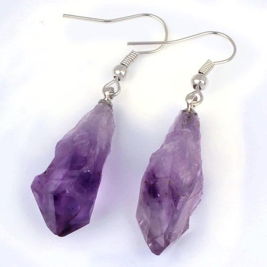 Raw Amethyst Dangle Earrings - Image 4