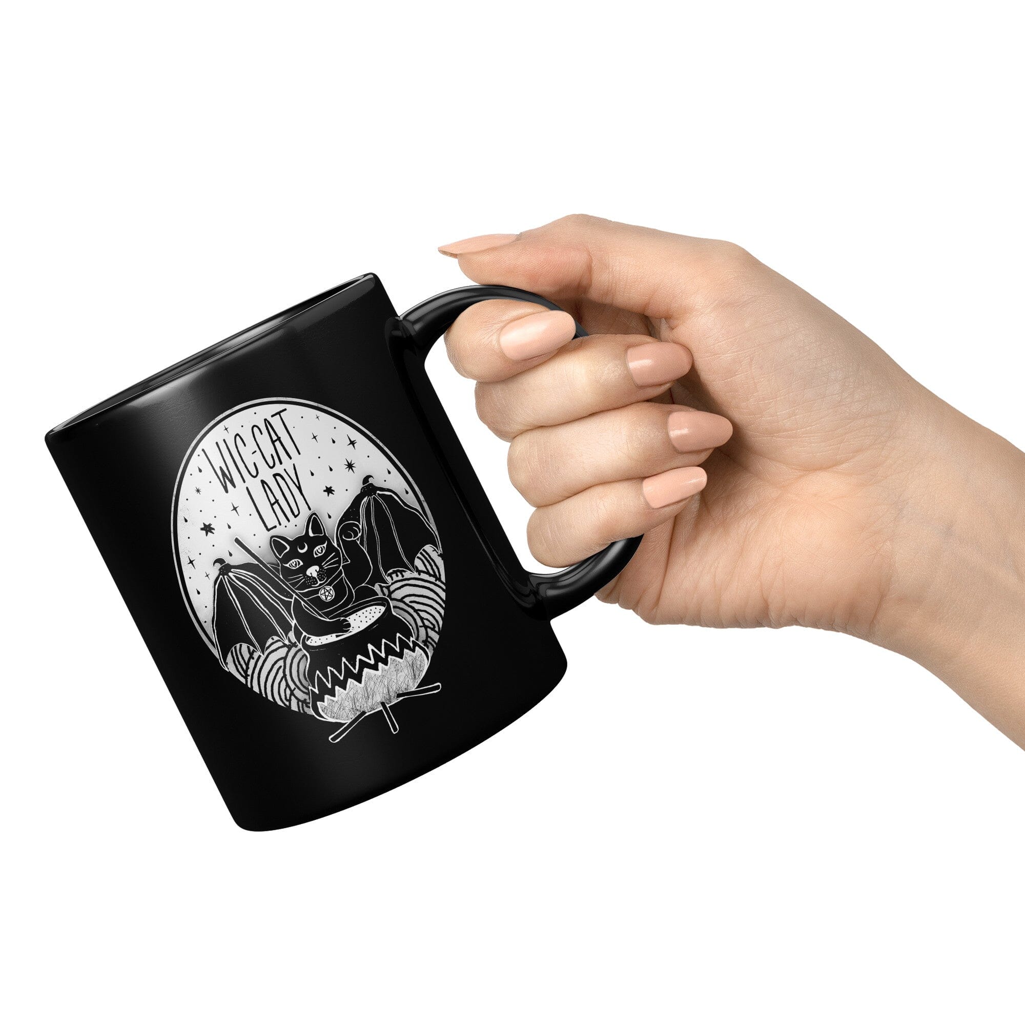 Wic-cat Lady - 11oz Black Mug - Image 3