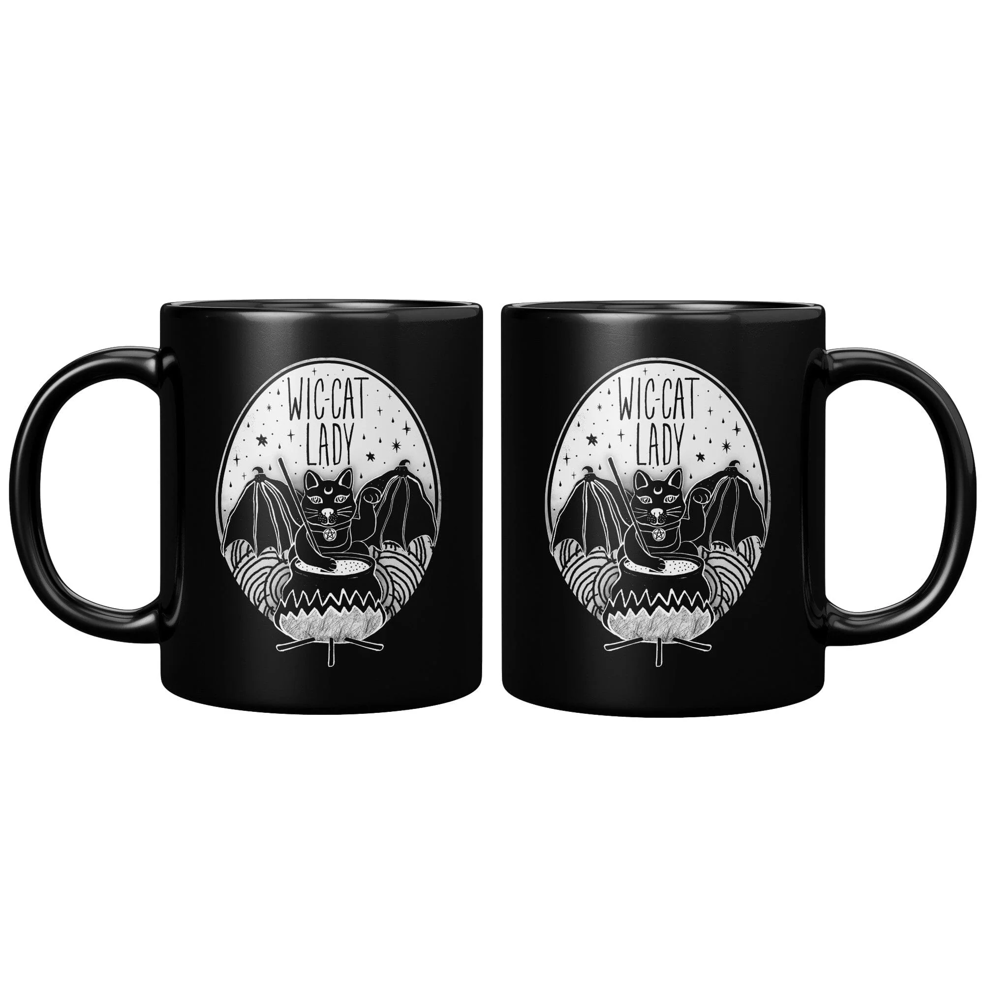 Wic-cat Lady - 11oz Black Mug - Image 5
