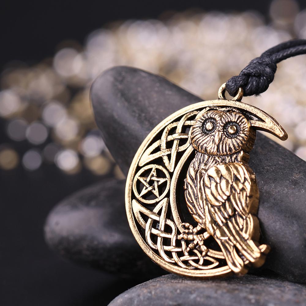 Wicca Goddess Crescent Moon Pendant Owl Necklace - Image 3