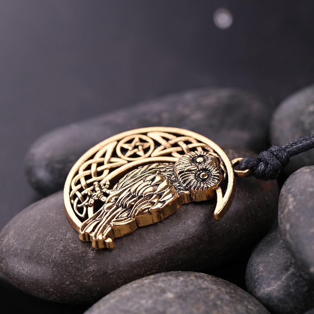 Wicca Goddess Crescent Moon Pendant Owl Necklace - Image 4