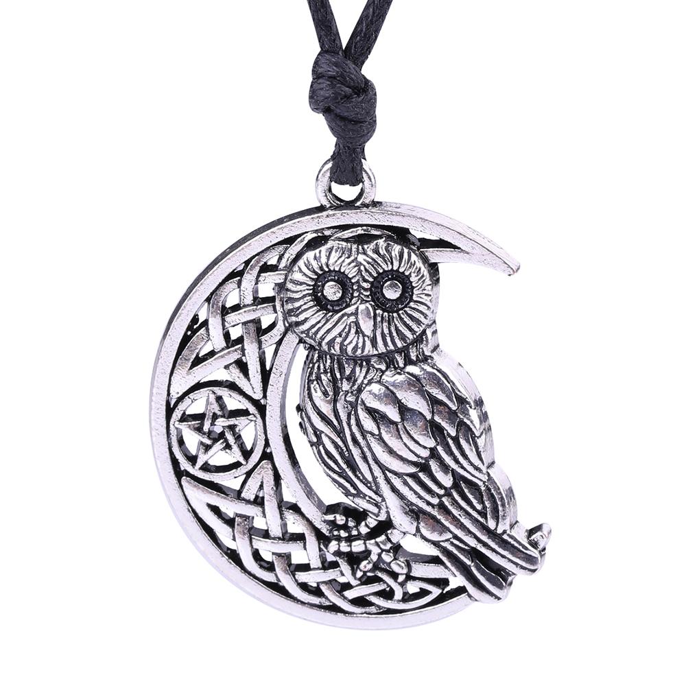 Wicca Goddess Crescent Moon Pendant Owl Necklace - Image 5