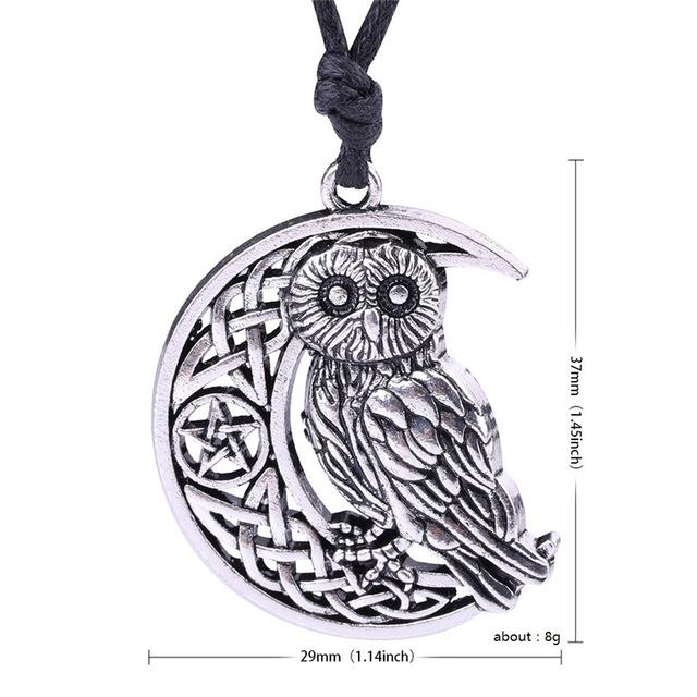 Wicca Goddess Crescent Moon Pendant Owl Necklace - Image 7